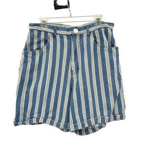 Vintage Gitano High Waisted Mom Jean Shorts Size 16 Distressed Cuffed Stripes